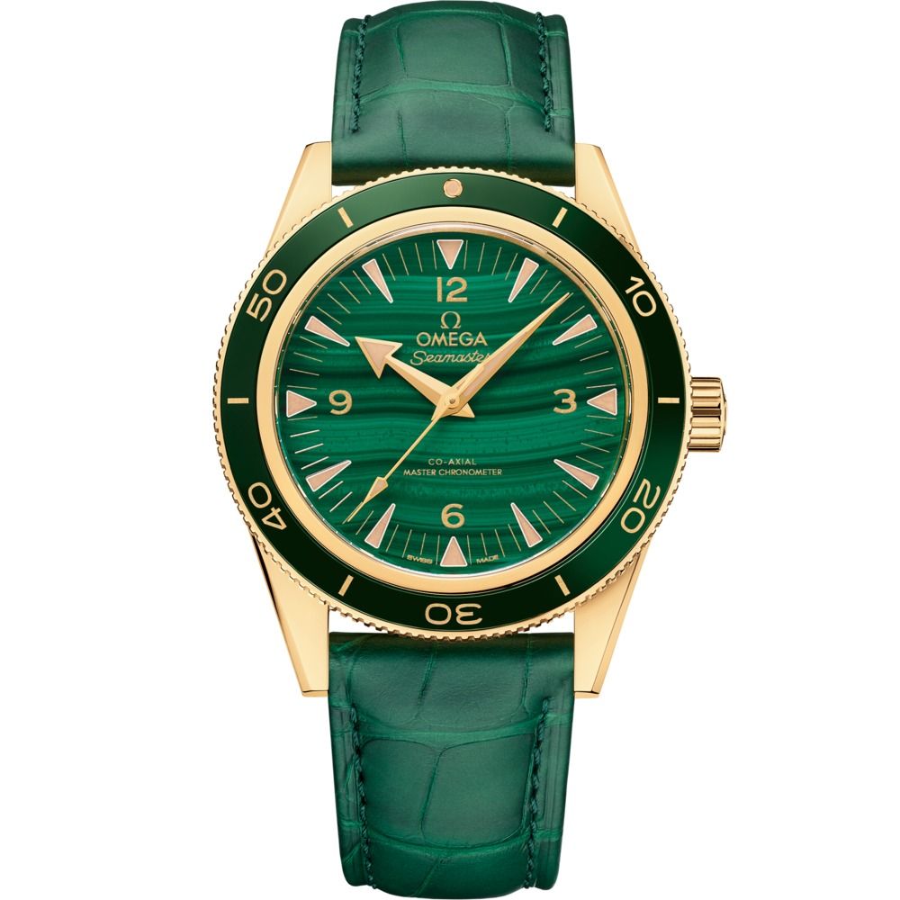 Seamaster 300 41mm with Green Dial in Yellow Gold on Green Leather Strap