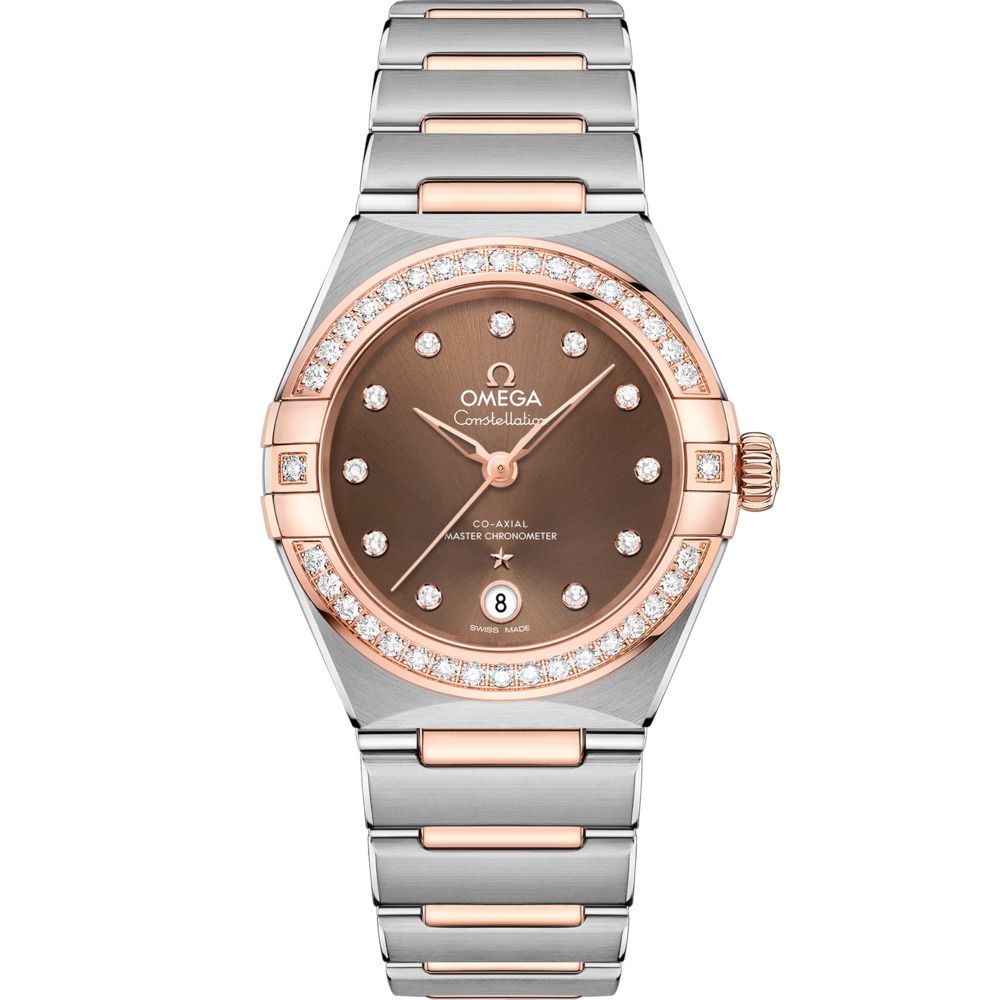 Constellation 29mm with Brown Diamond Dial and Diamond Bezel in Stainless Steel and Rose Gold