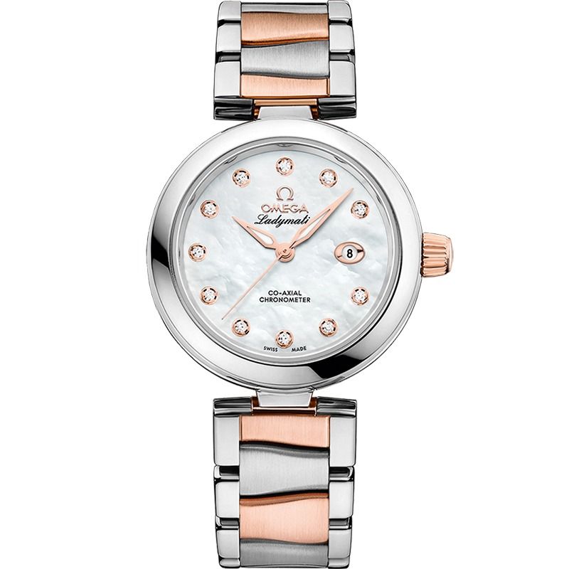 De Ville Ladymatic 34mm with White Diamond Dial in Stainless Steel and Rose Gold
