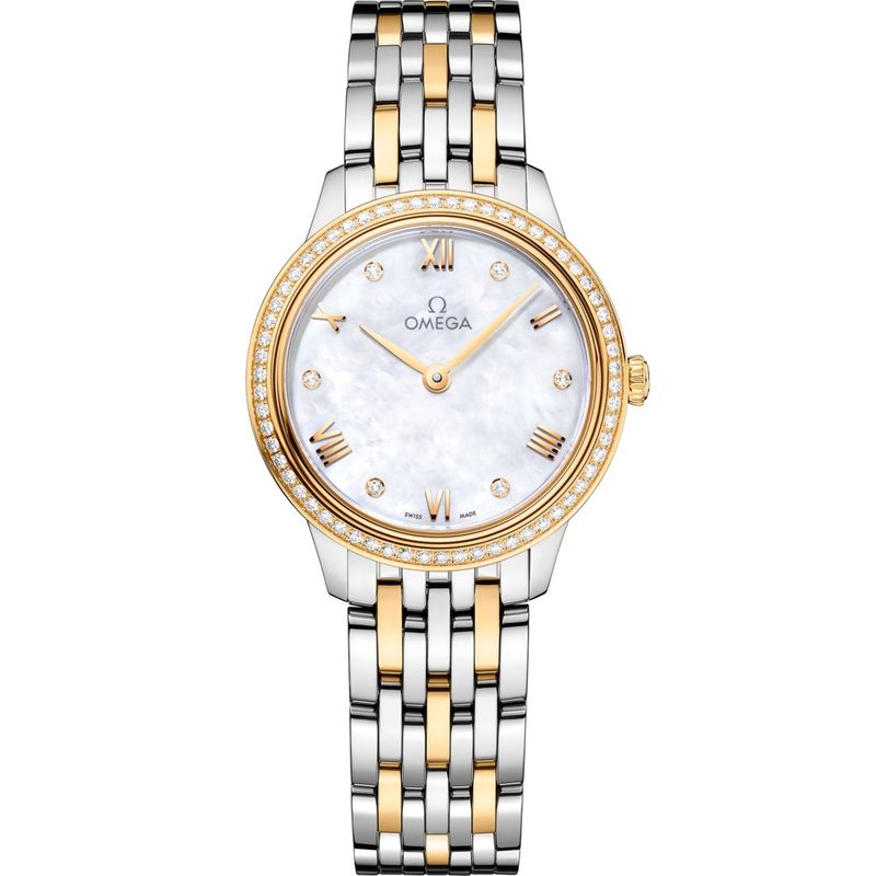 De Ville Prestige 27.5mm with White Diamond Dial and Diamond Bezel in Stainless Steel and Yellow Gold