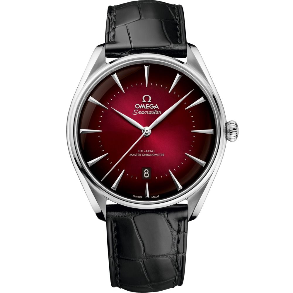 Seamaster Boutique Editions 39.5mm with Red Dial in Stainless Steel on Black Alligator Strap