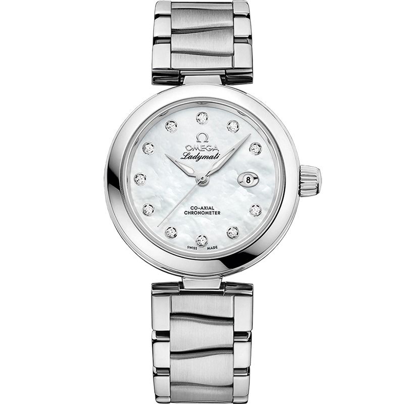 De Ville Ladymatic 34mm with White Diamond Dial in Stainless Steel