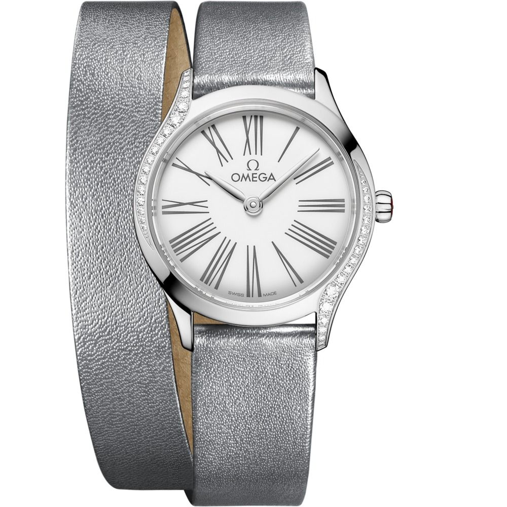 De Ville Mini Tresor 26mm with White Dial in Stainless Steel on Grey Leather Strap