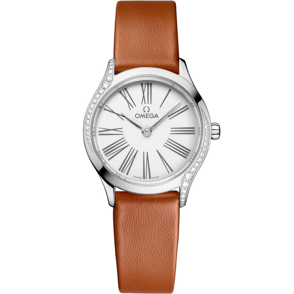 De Ville Mini Tresor 26mm with White Dial in Stainless Steel on Brown Leather Strap