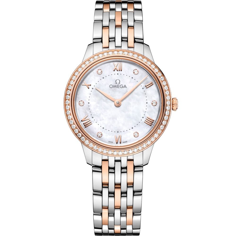 De Ville Prestige 30mm with White Diamond Dial and Diamond Bezel in Stainless Steel and Rose Gold