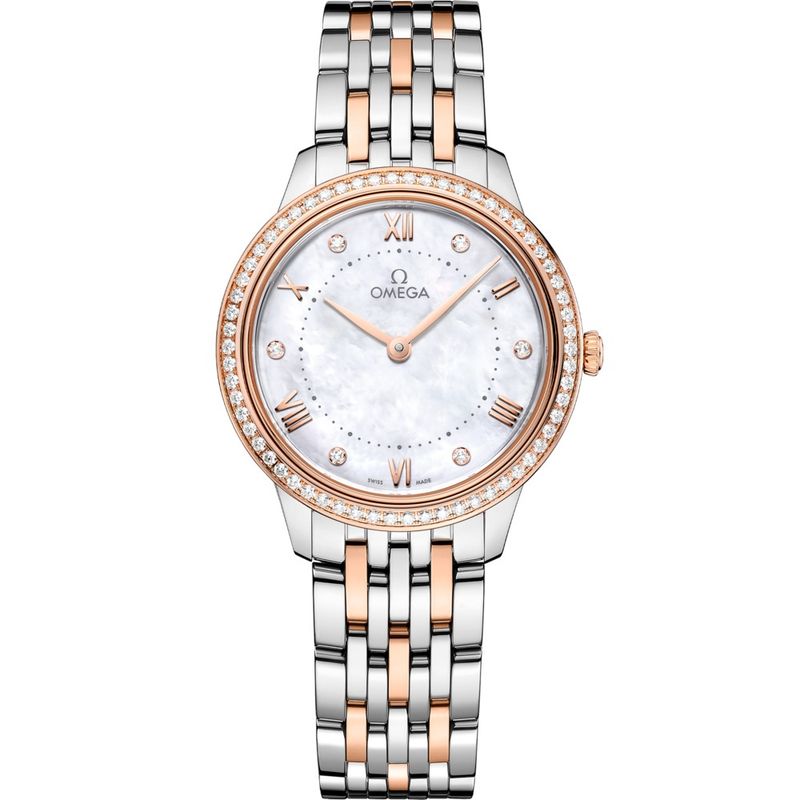 De Ville Prestige 30mm with White Diamond Dial and Diamond Bezel in Stainless Steel and Rose Gold