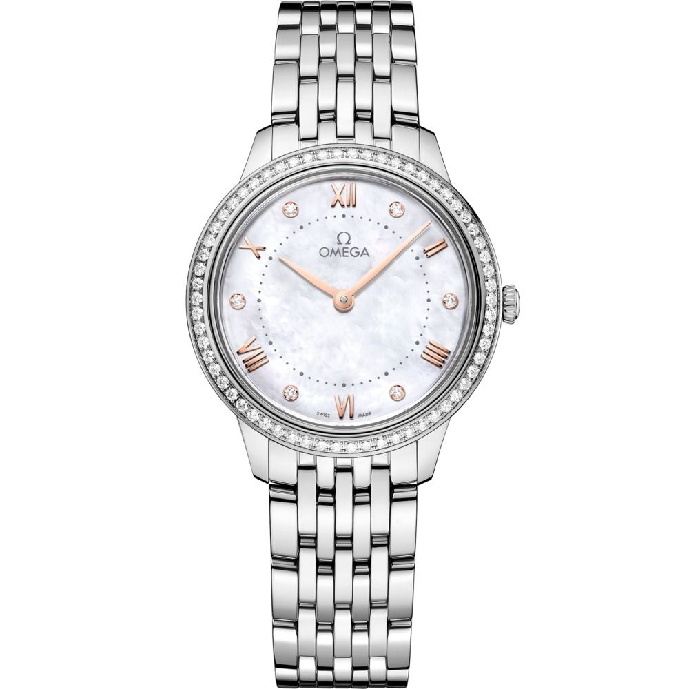 De Ville Prestige 30mm with White Diamond Dial and Diamond Bezel in Stainless Steel