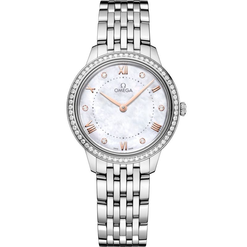 De Ville Prestige 30mm with White Diamond Dial and Diamond Bezel in Stainless Steel