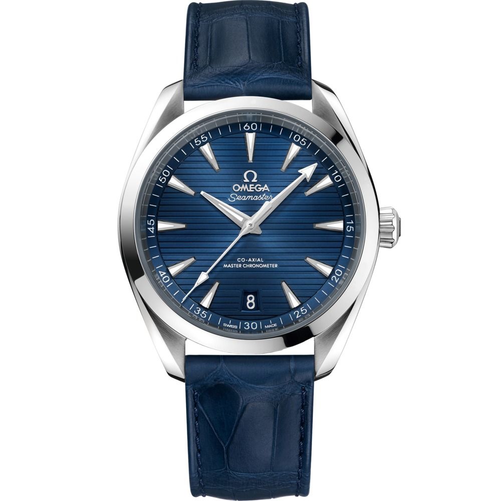 Aqua Terra 41mm with Blue Dial in Stainless Steel on Blue Alligator Strap