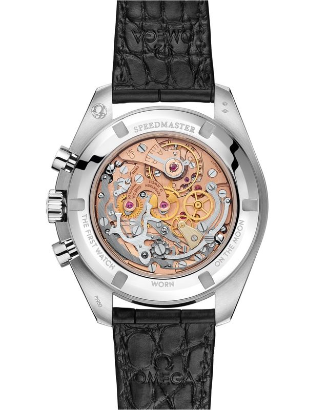 Speedmaster Calibre 321 42mm with Black Dial in Platinum on Black Leather Strap