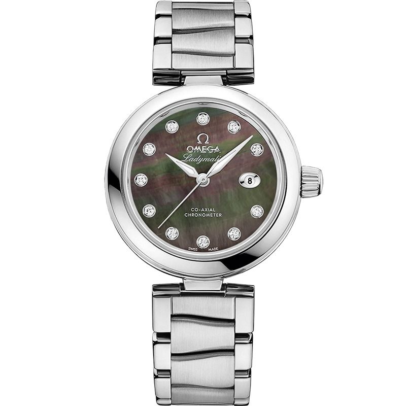 De Ville Ladymatic 34mm with Black Diamond Dial in Stainless Steel