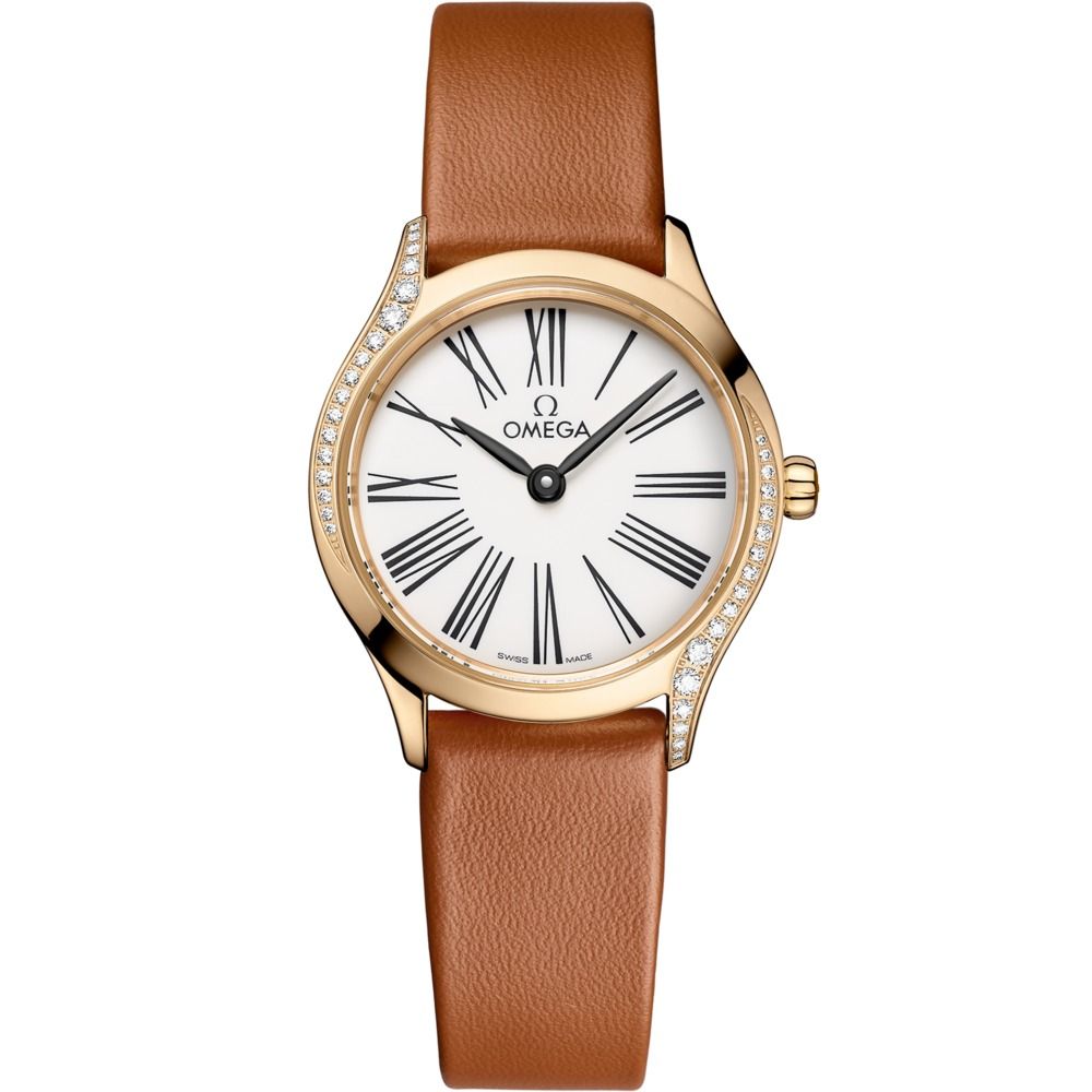 De Ville Mini Tresor 26mm with White Dial in Yellow Gold on Brown Leather Strap