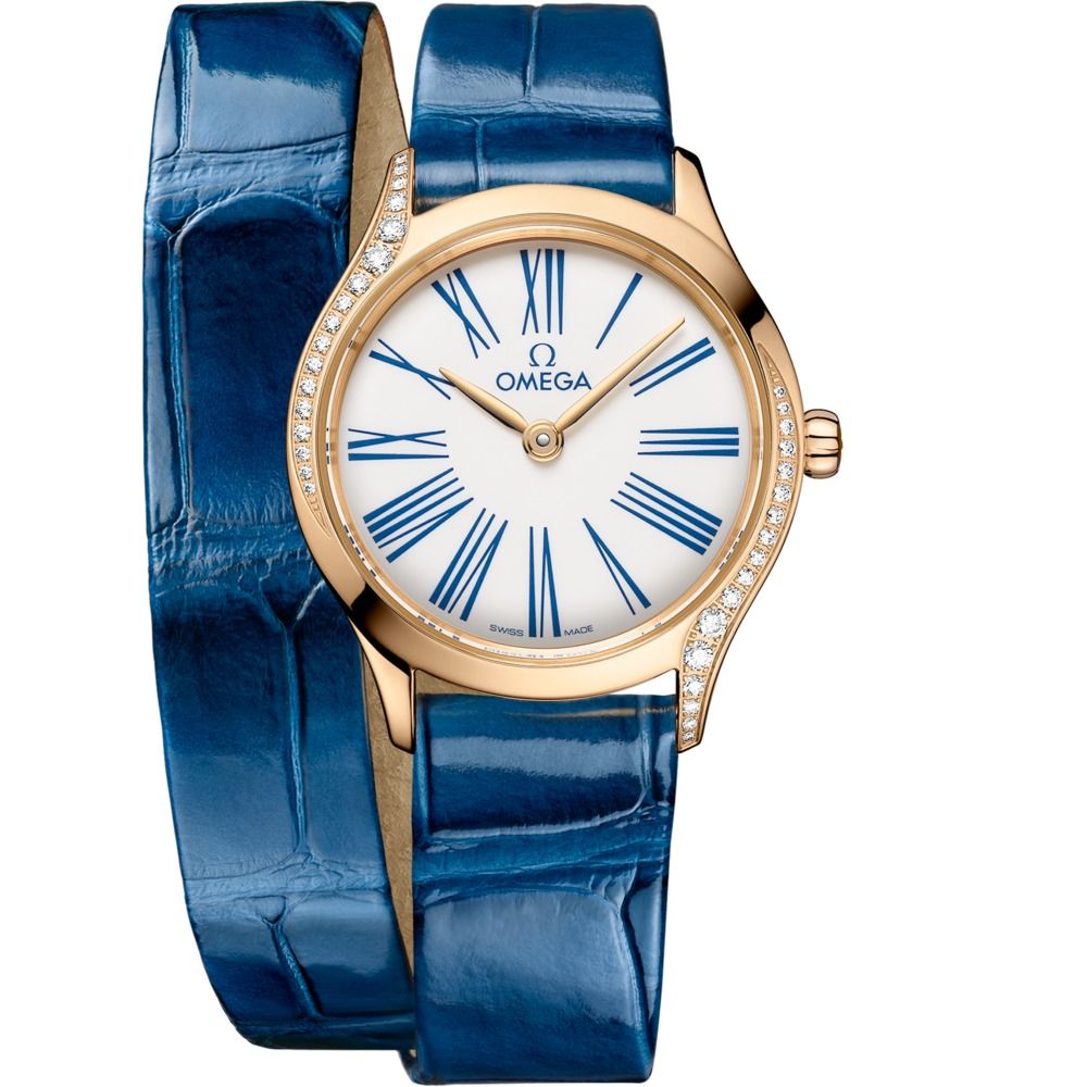 De Ville Mini Tresor 26mm with White Dial in Yellow Gold on Blue Alligator Strap