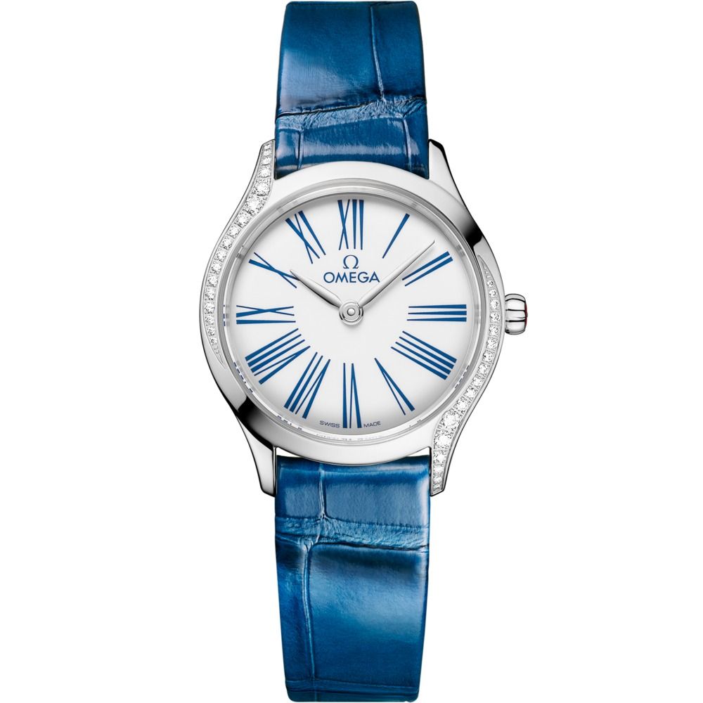 De Ville Mini Tresor 26mm with White Dial in Stainless Steel on Blue Alligator Strap