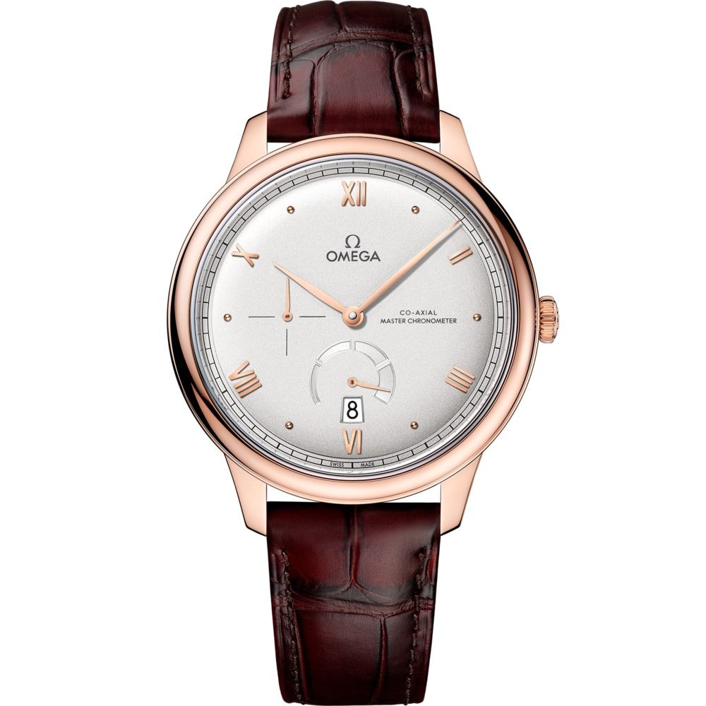 De Ville Prestige 41mm with Silver Dial in Rose Gold on Burgundy Alligator Strap