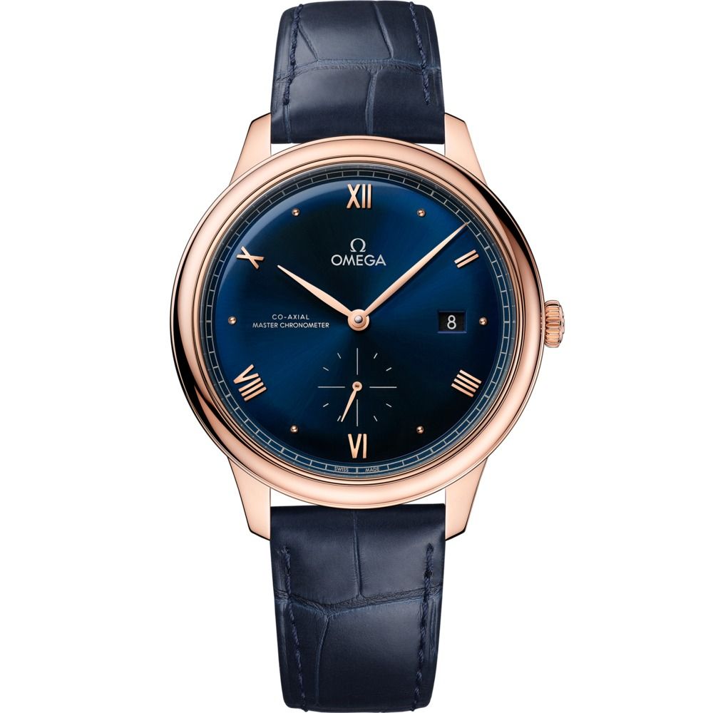 De Ville Prestige 41mm with Blue Dial in Rose Gold on Blue Alligator Strap