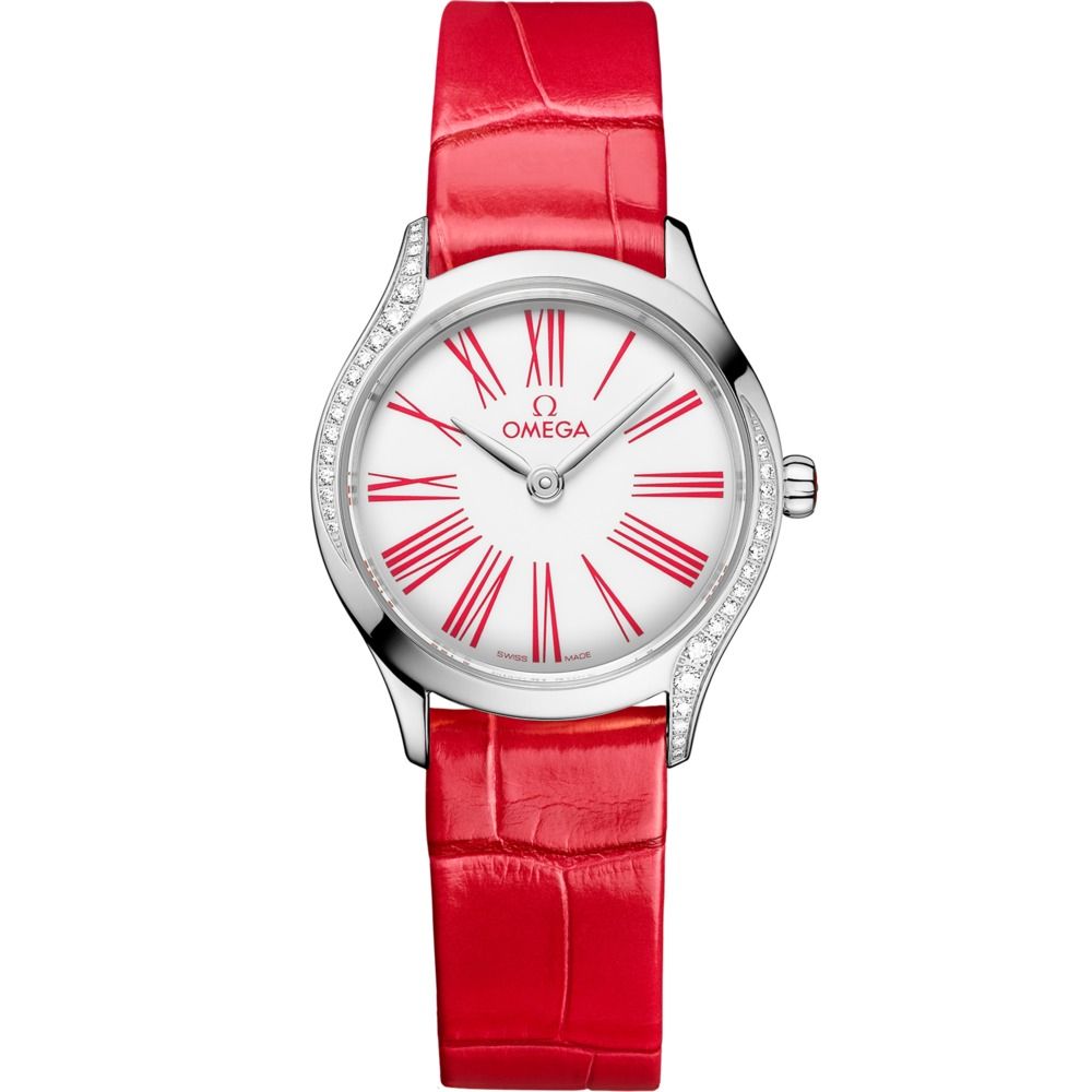 De Ville Mini Tresor 26mm with White Dial in Stainless Steel on Red Alligator Strap