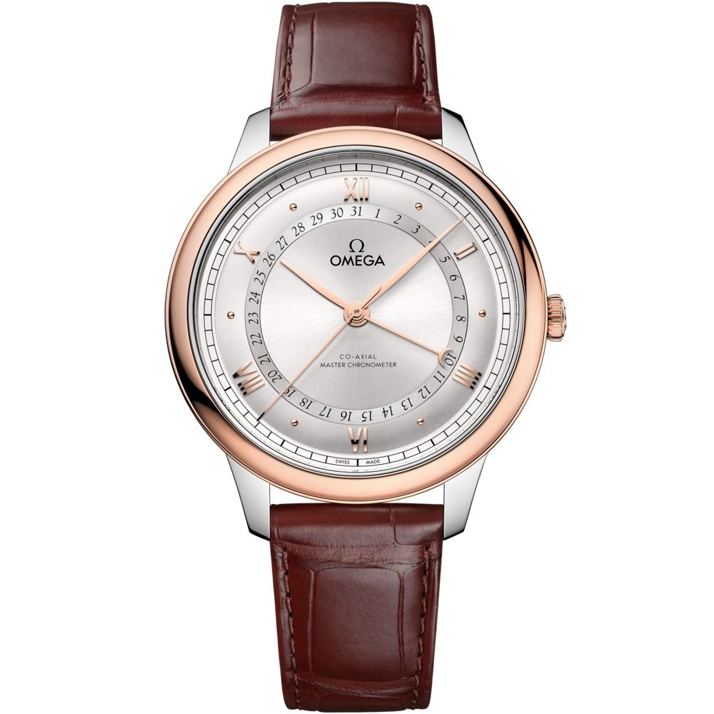 De Ville Prestige 42mm with Silver Dial in Stainless Steel and Rose Gold on Brown Alligator Strap