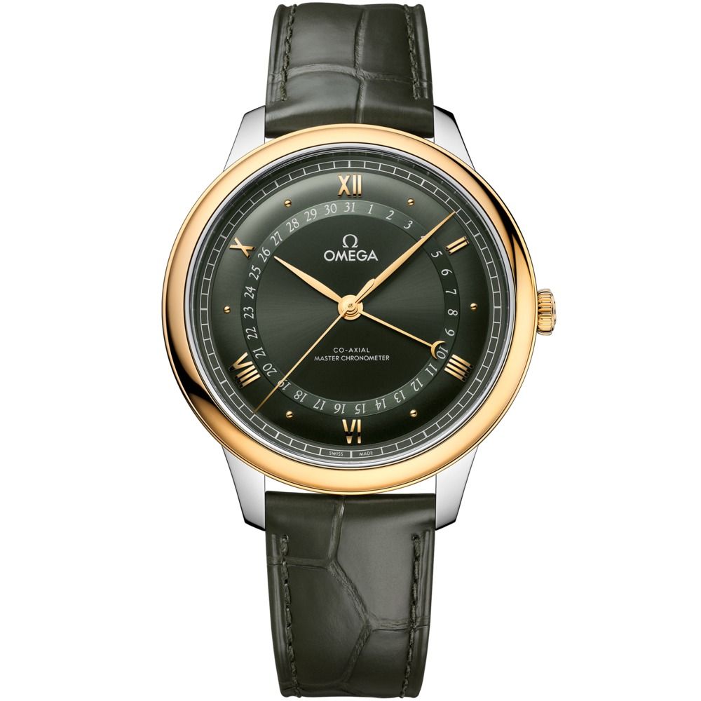 De Ville Prestige 42mm with Green Dial in Stainless Steel and Yellow Gold on Green Alligator Strap