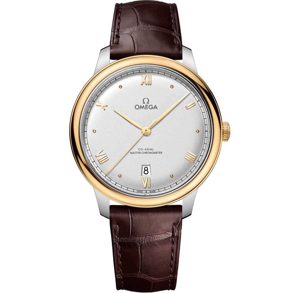 De Ville Prestige 40mm with Silver Dial in Stainless Steel and Yellow Gold on Brown Alligator Strap
