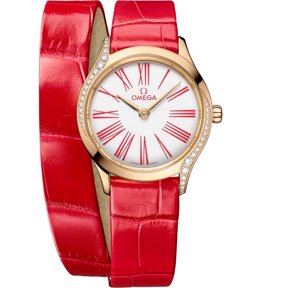 De Ville Mini Tresor 26mm with White Dial in Yellow Gold on Red Alligator Strap
