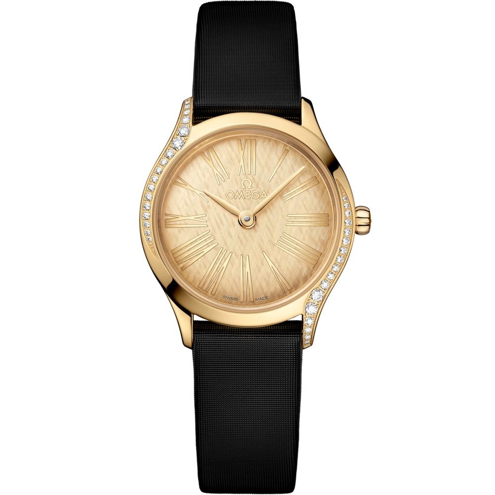 De Ville Mini Tresor 26mm with Yellow Dial in Yellow Gold on Black Fabric Strap