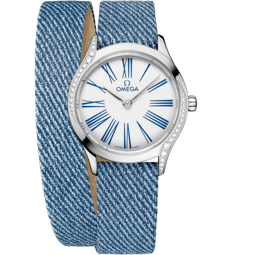 De Ville Mini Tresor 26mm with White Dial in Stainless Steel on Blue Leather Strap
