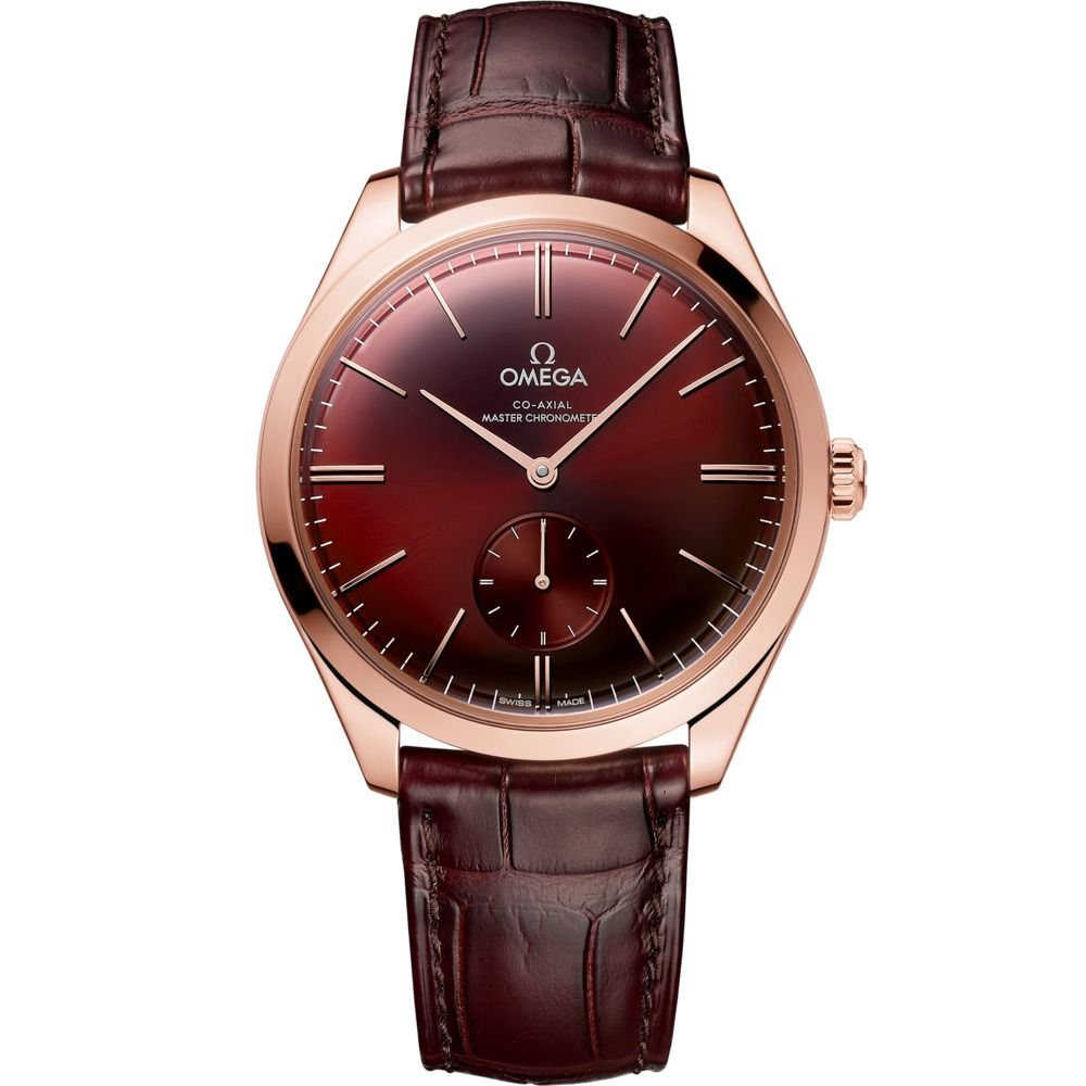 De Ville Tresor 40mm with Red Dial in Rose Gold on Burgundy Alligator Strap