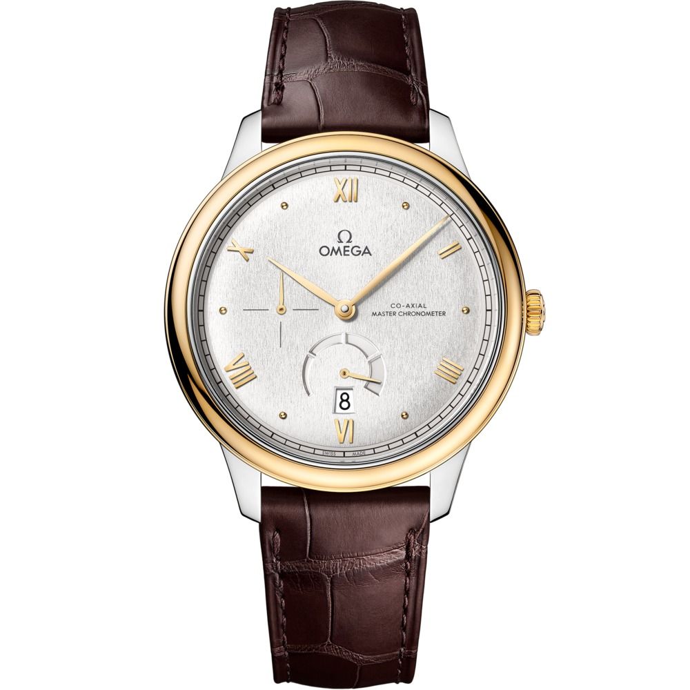 De Ville Prestige 41mm with Silver Dial in Stainless Steel and Yellow Gold on Brown Alligator Strap