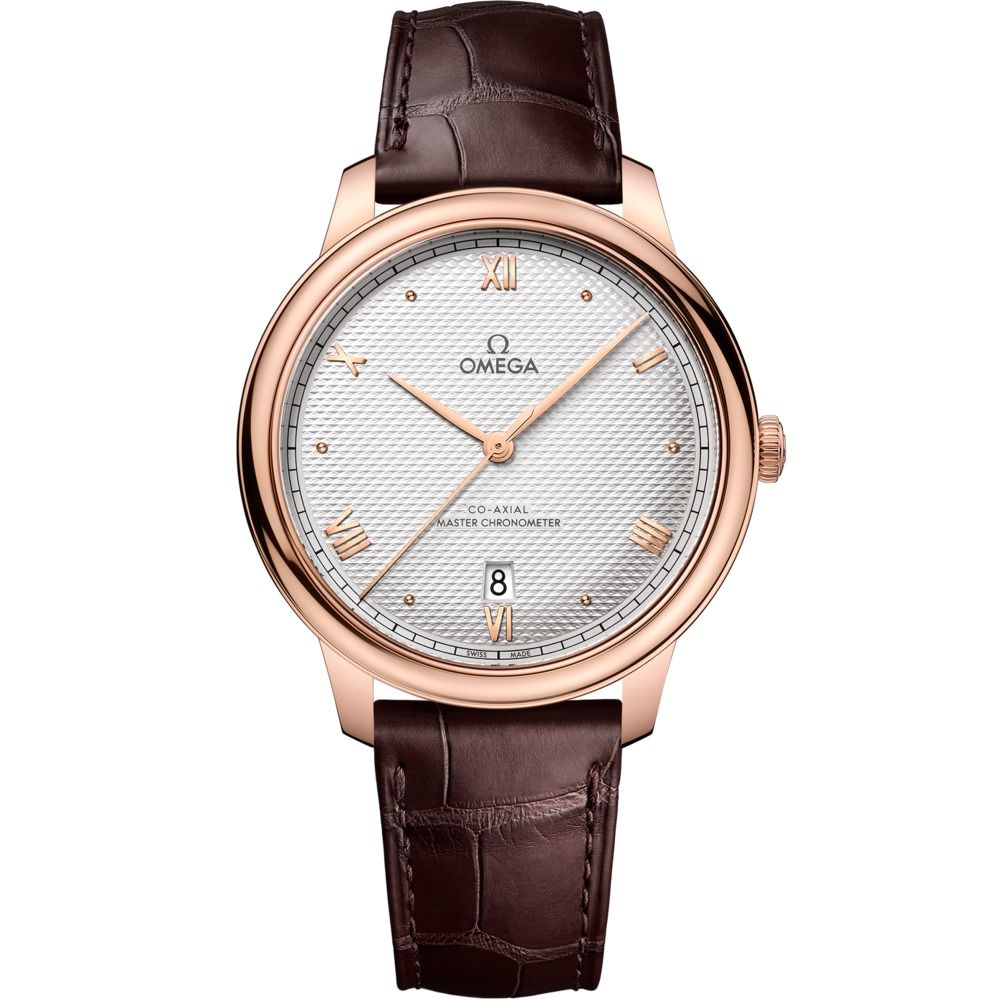 De Ville Prestige 40mm with Silver Dial in Rose Gold on Brown Alligator Strap