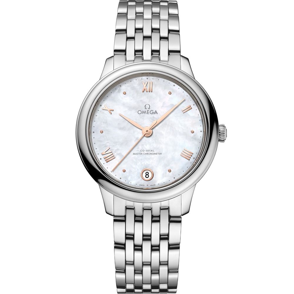 De Ville Prestige 34mm with White Dial in Stainless Steel