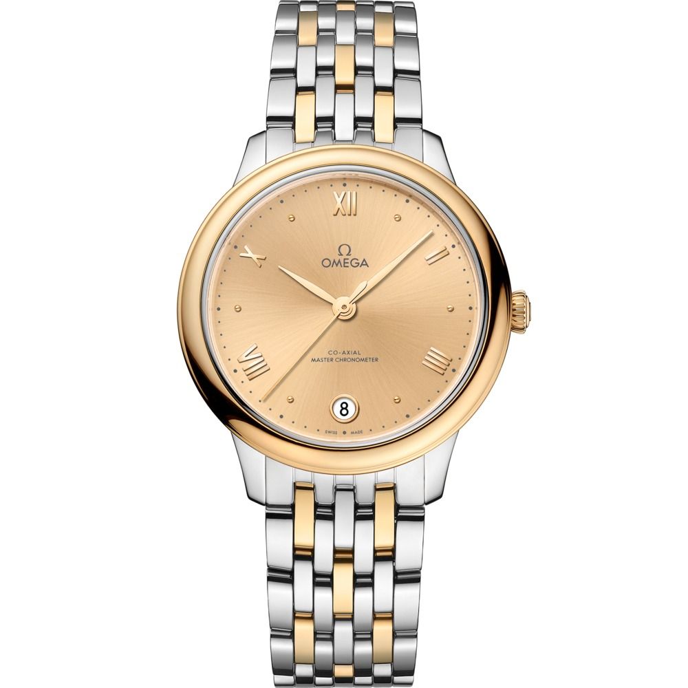 De Ville Prestige 34mm with Yellow Dial in Stainless Steel and Yellow Gold