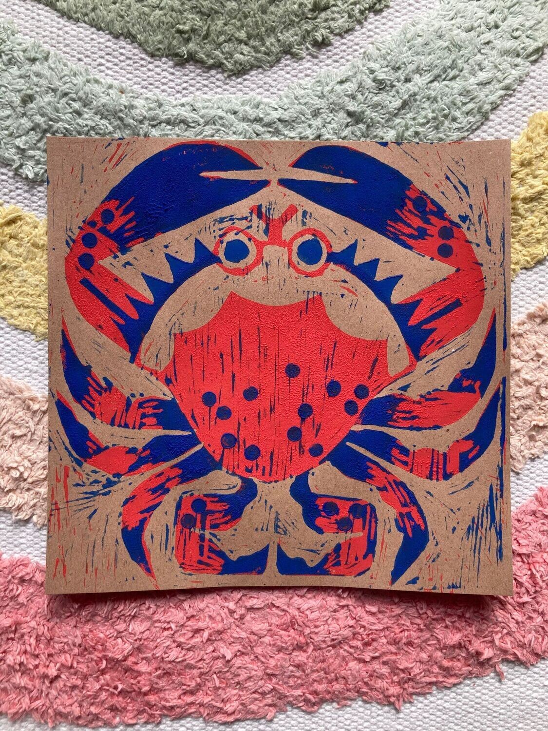 Linocut Print: The Crab
