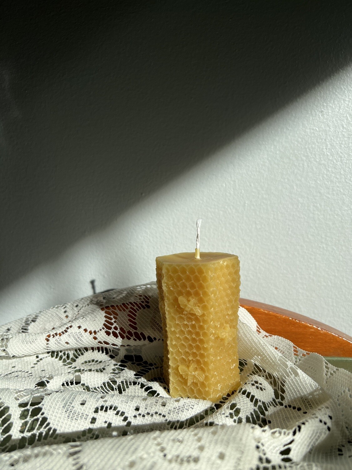 Honeycomb w Bees Beeswax Candle