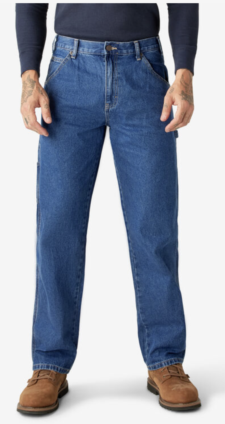 Relaxed Fit Carpenter Jeans, Stonewashed Indigo Blue