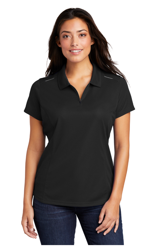 Port Authority® Women&#39;s Pinpoint Mesh Zip Polo