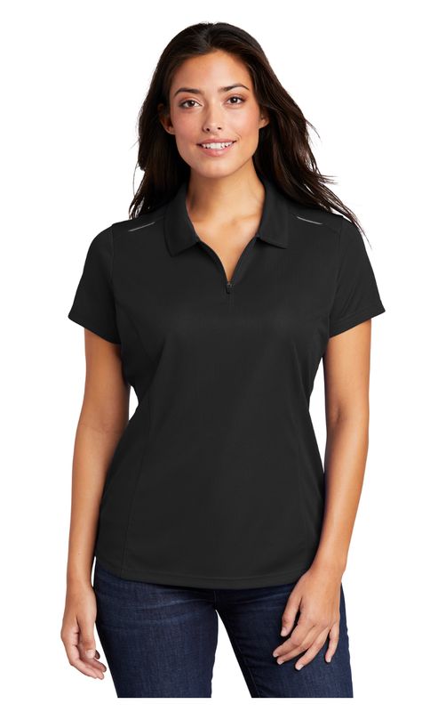 Port Authority® Women's Pinpoint Mesh Zip Polo
