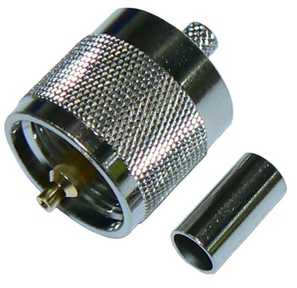 UHF male PL259, crimp connector for MIL-SPEC RG58 coaxial cable