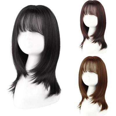 Medium and long wig, protein silk imitation fiber, light, comfortable, breathable and easy to care for