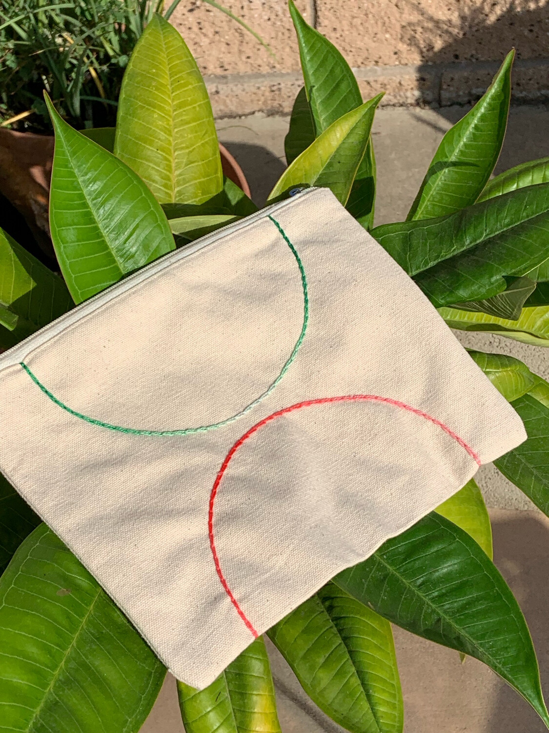 Embroidered Ombré Circle Pouch - 7.5 in. X 9.75 in.