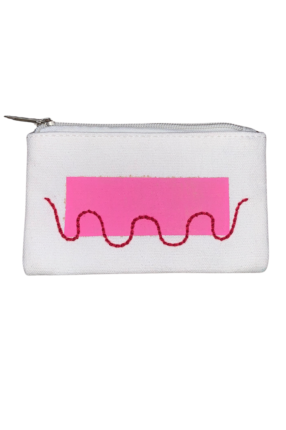 Embroidered Squiggle Squeeze Mini Pouch - 3.5 in X 5.5 in