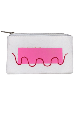 Embroidered Squiggle Squeeze Mini Pouch - 3.5 in X 5.5 in