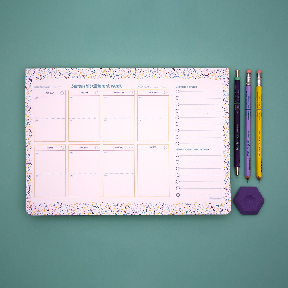 same shit different week planner