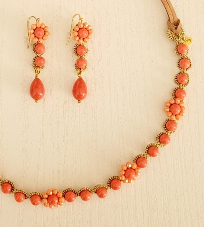 Parure Fiorellini corallo