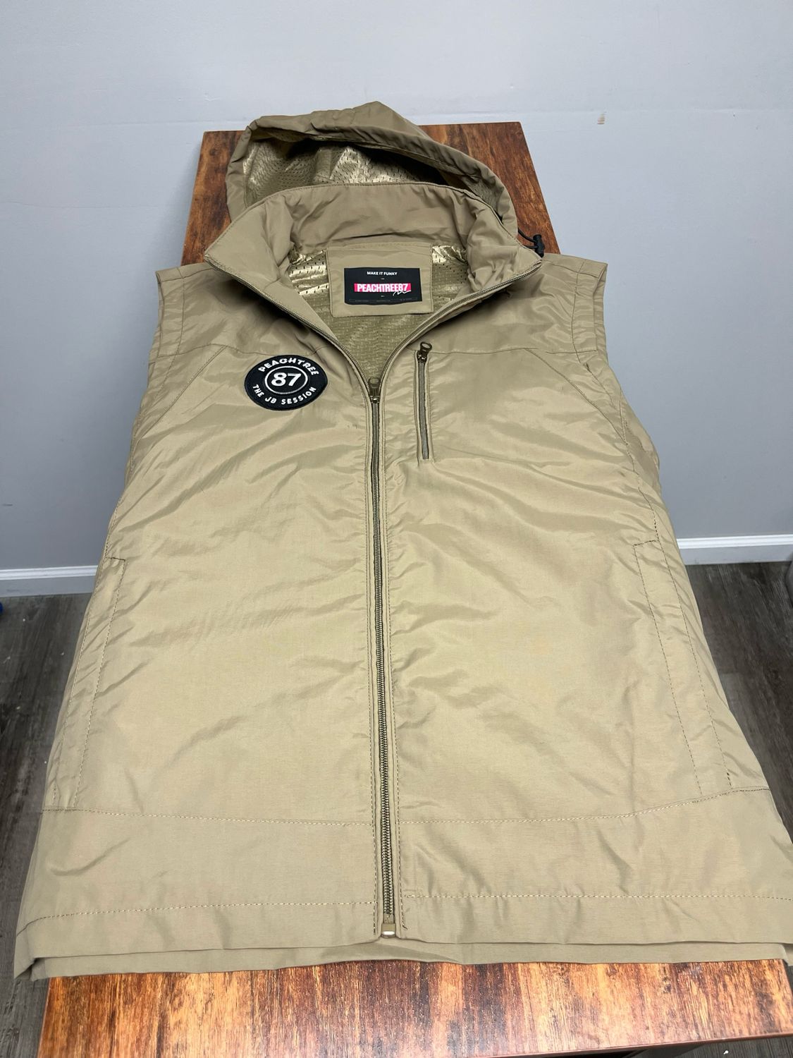 Tan Hoodie Vest Large