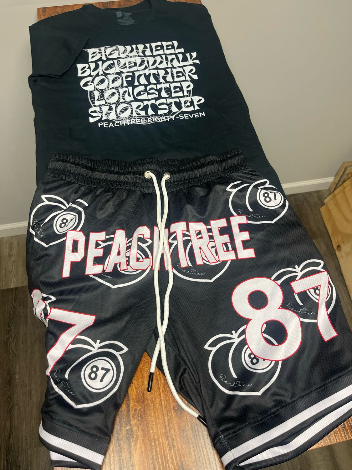 Black White Logo Shorts