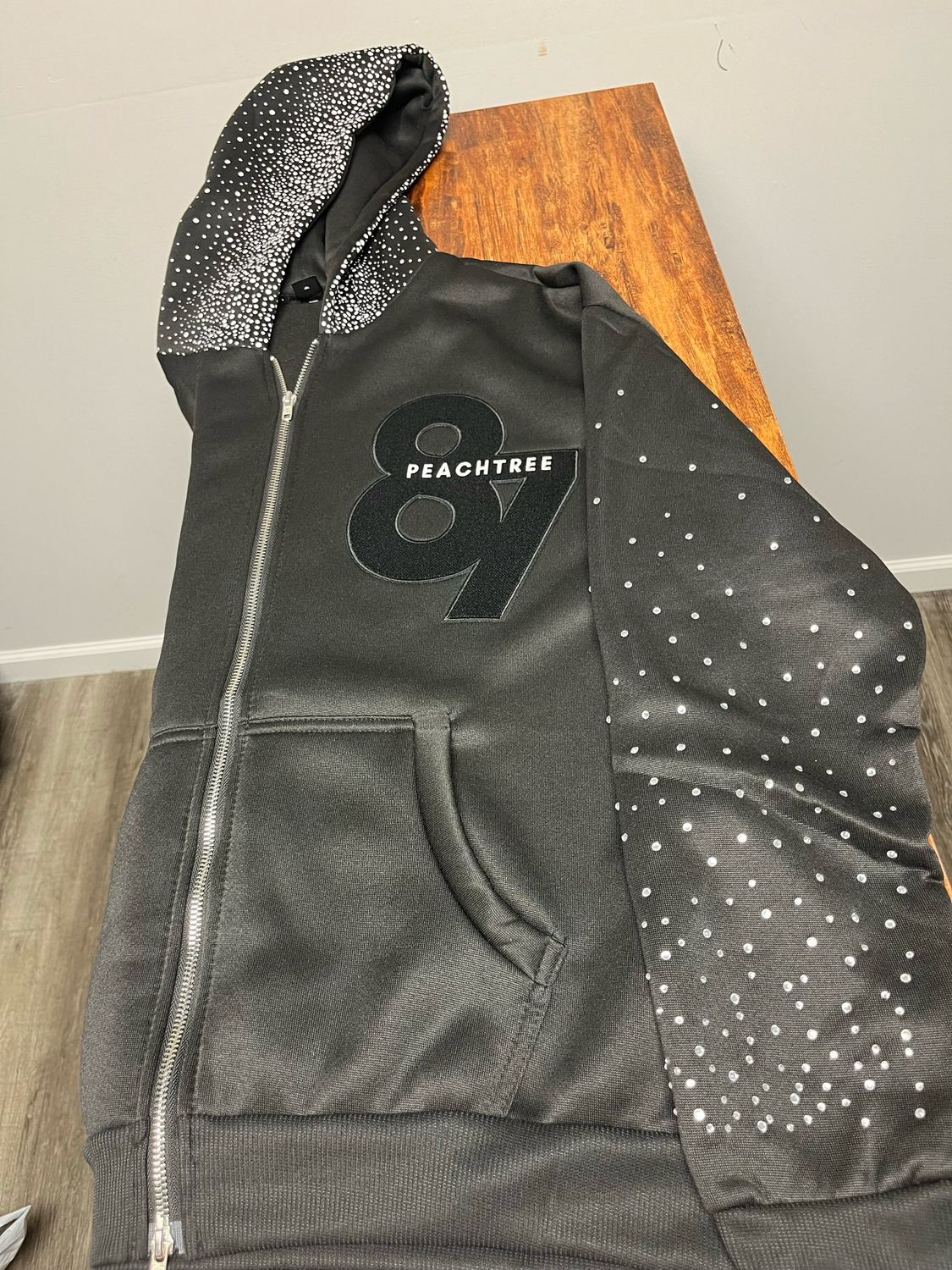 Black Rhinestone vinyl Peachtree87 Hoodie All Sizes