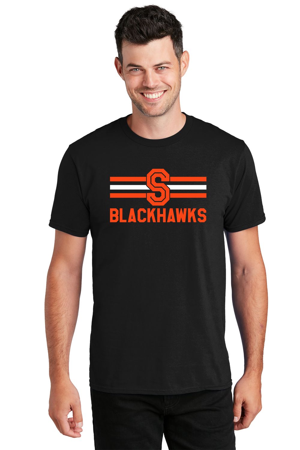 Adult T-Shirt - S BLACKHAWKS with Stripes