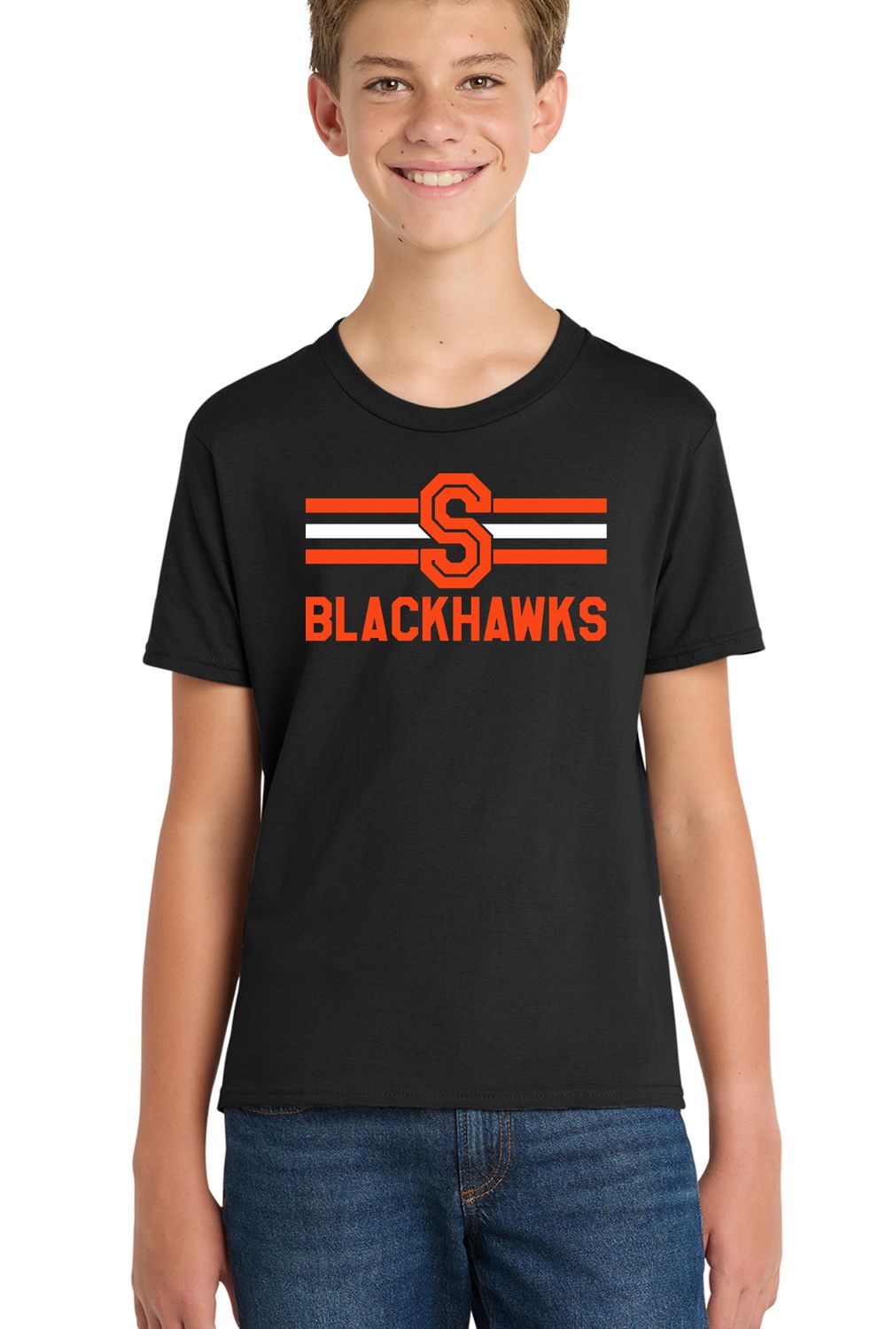 Youth T-Shirt - S BLACKHAWKS with Stripes