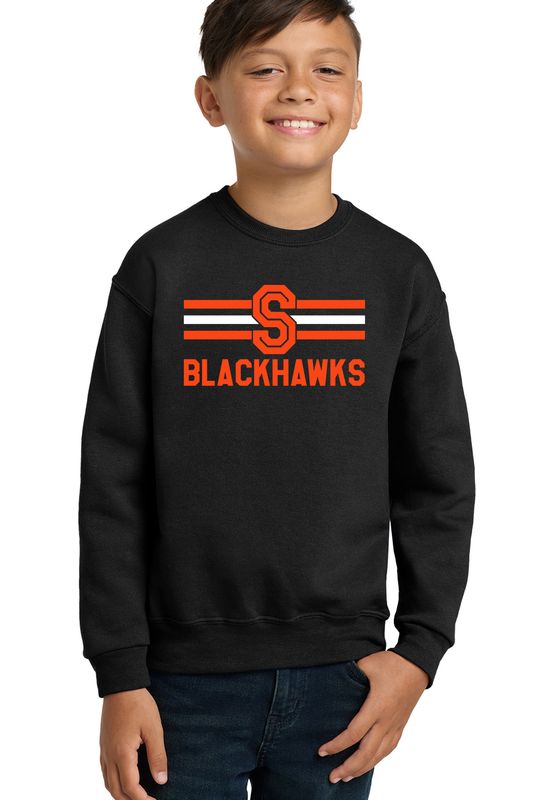 Youth Crewneck Sweatshirt - S BLACKHAWKS with Stripes